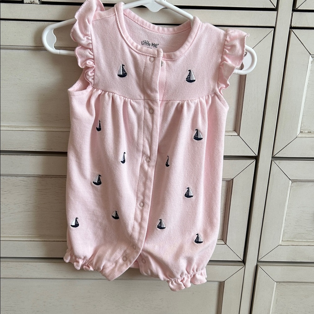 Little Me Light Pink Nautical Romper